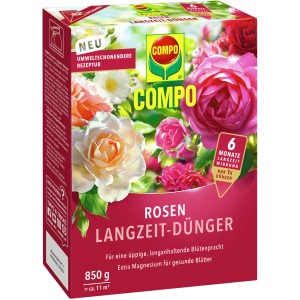 Compo Rosen Langzeit-Dünger 850g für prächtige Rosen und Blütensträucher.