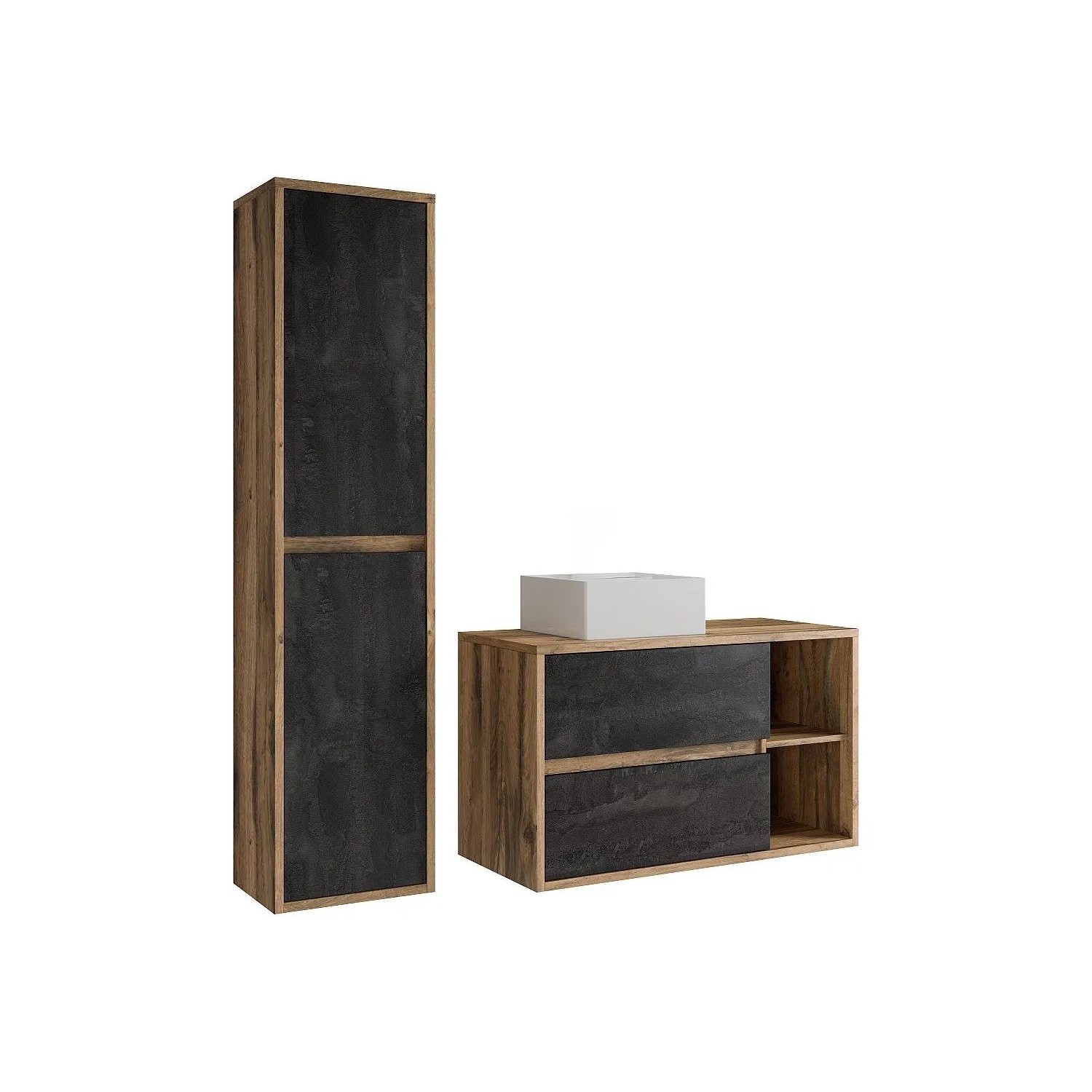 Vente-unique Badmöbel-Set Tikitiki Naturfarben Hell 100 cm