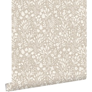 ESTAhome Tapete Blumen Hellbeige 50 x 900 cm