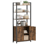 Vasagle Bücherregal, 159,5 cm hoch, braun-schwarz, mit offenen Fächern und Schrank.