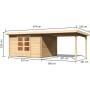 Karibu Holz-Gartenhaus Ängelholm, unbehandelt, mit Maßen. Ideal als Gerätehaus oder Gartenpavillon.