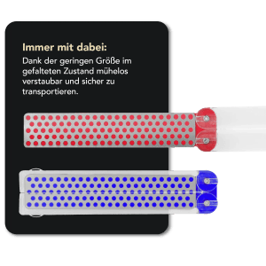 DMT Diafold Diamant Taschenschleifstein, grob & fein, rot und blau.
