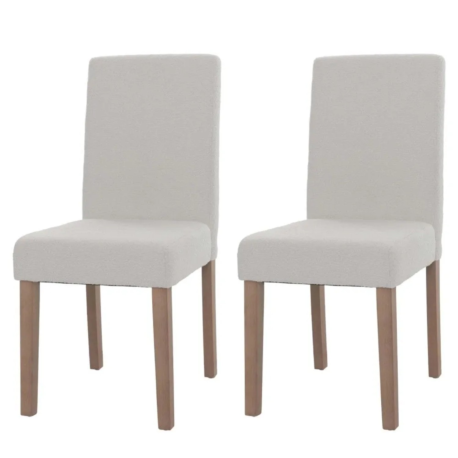 MCW Esszimmerstuhl Littau Boucle 2er-Set Creme Naturfarbene Beine