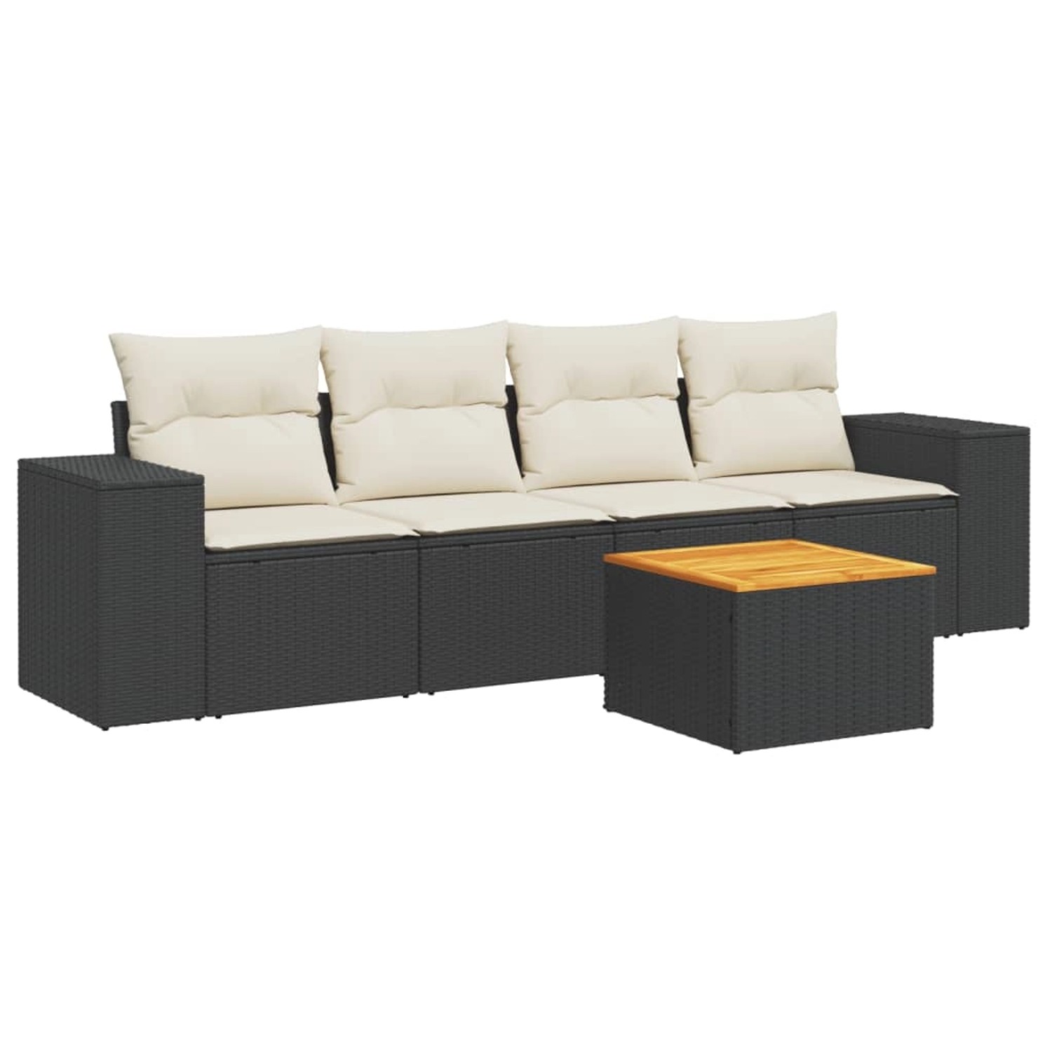 vidaXL 5-Tlg Garten-Sofagarnitur mit Kissen Schwarz Poly Rattan 3257652 günstig online kaufen
