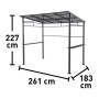 Anthrazitfarbener Pavillon Bramston aus Aluminium mit Ablageflächen und Haken, Maße: 227x261x183 cm.
