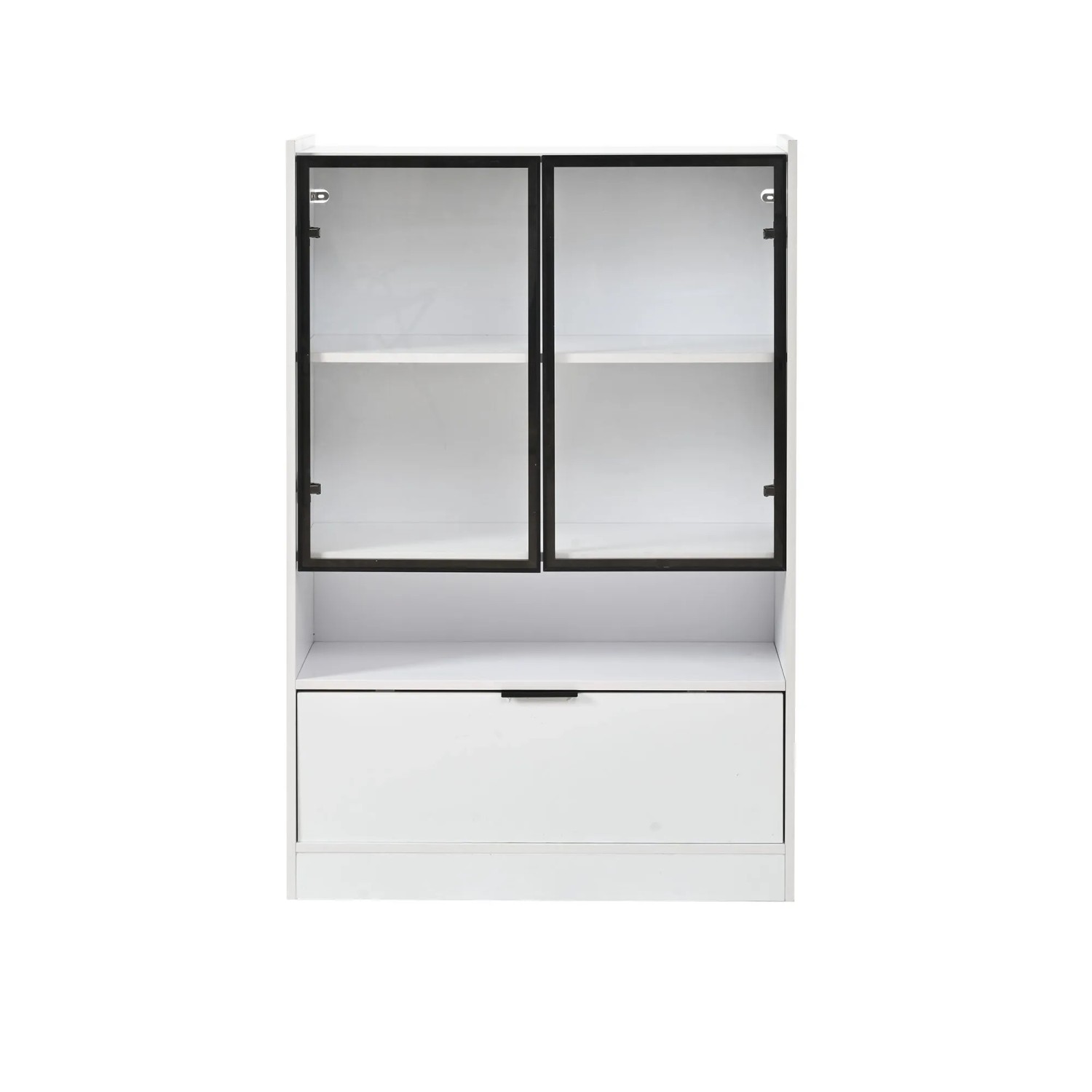 Merax LED-Vitrine 120 cm Weiß Glasfront mit Beleuchtung