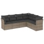 Graue 6-tlg. vidaXL Garten-Sofagarnitur aus Polyrattan mit Kissen für Terrasse und Garten.