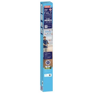 Verpackung des tesa® Insect Stop Falt Alu-Rahmen Fenster in Weiß. Insektenschutz für Fenster.