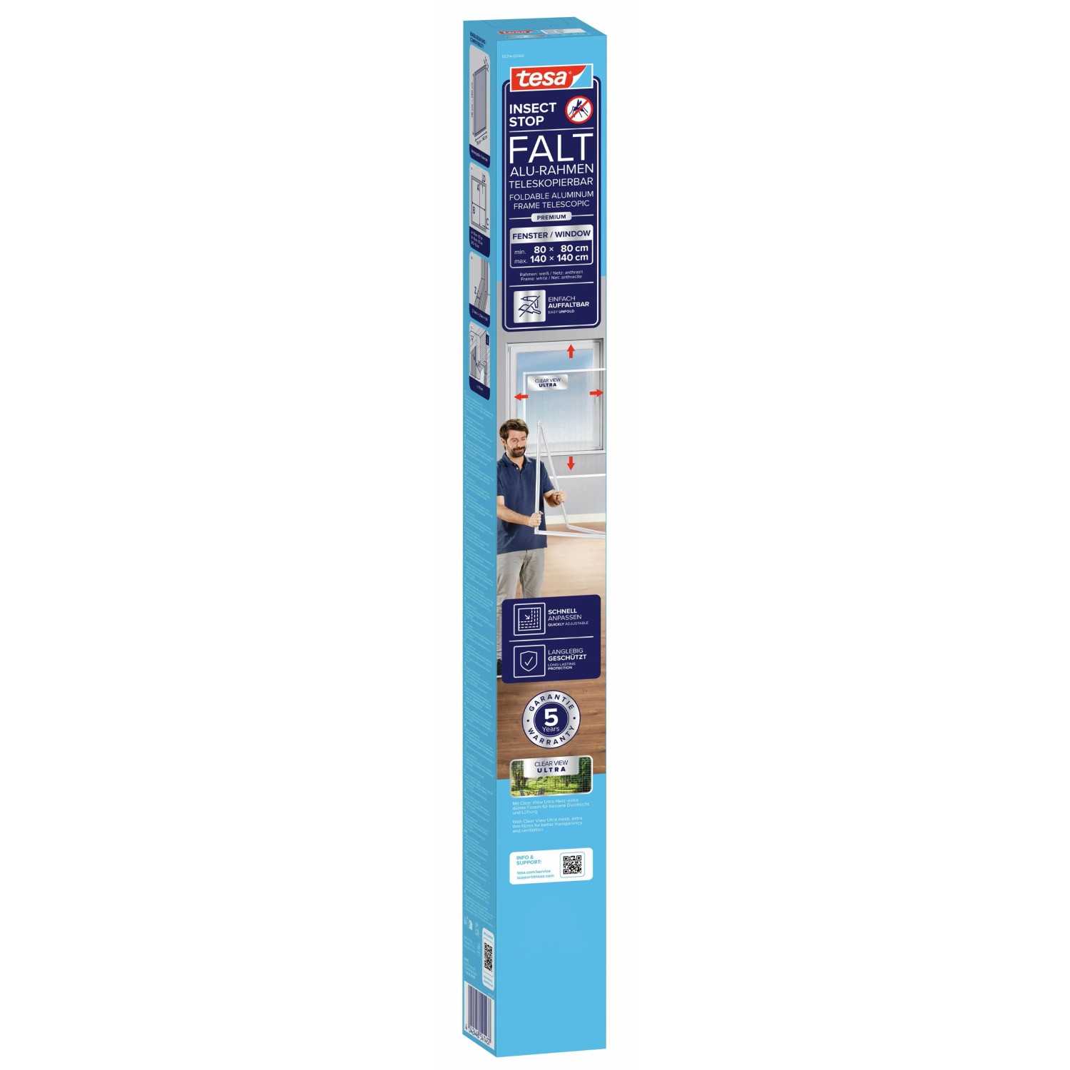 tesa® Insect Stop  Falt Alu-Rahmen Fenster weiß