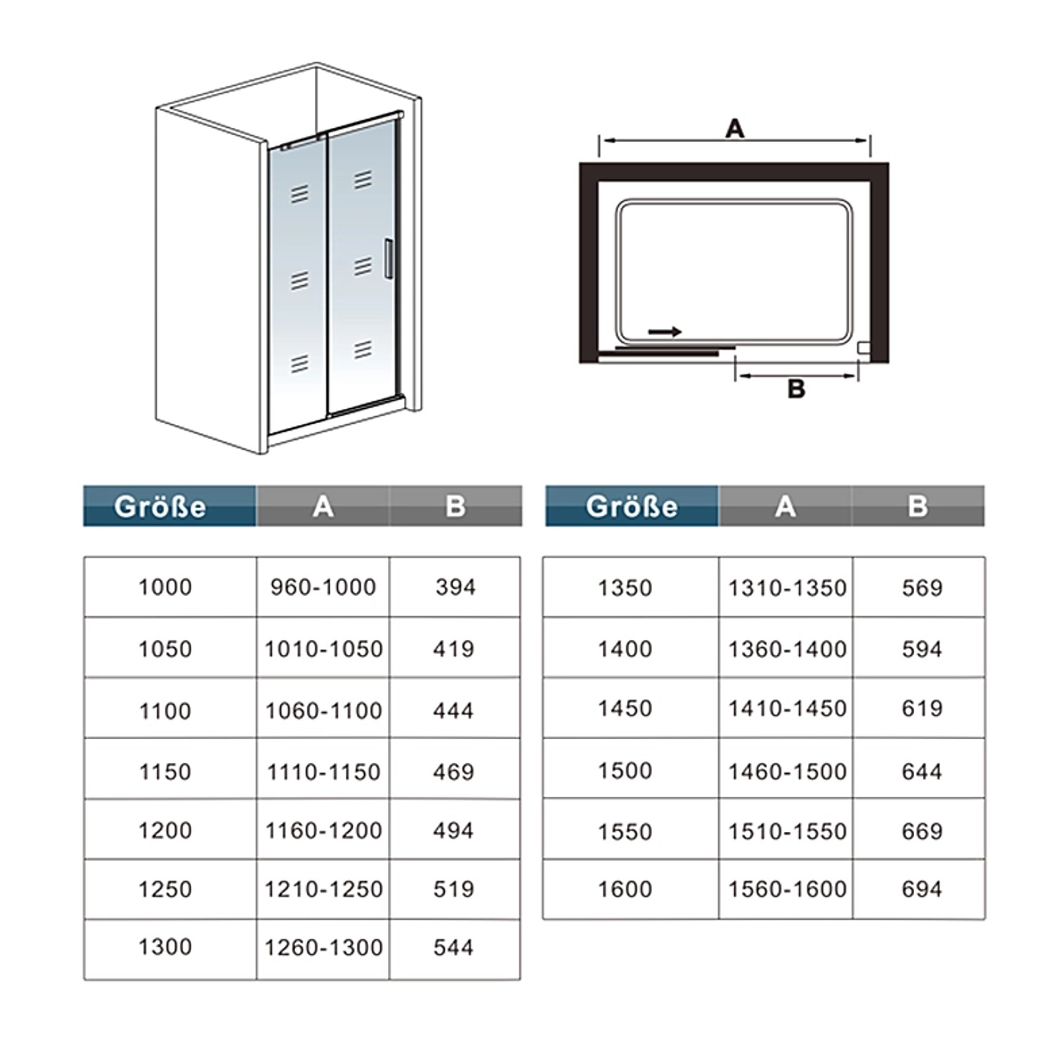 Duschparadies Nischentür Duschtür 100x195cm Schiebetür 6mm Sicherheitsglas Dusche Duschabtrennung Hochglanz Verchromt_10