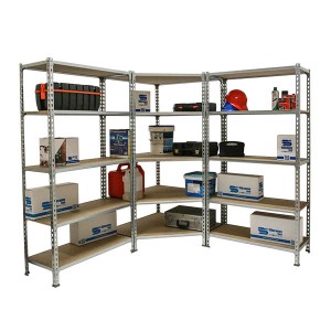 Verzinktes PROREGAL Mega Deal Eckregal & Schwerlastregal mit Werkzeug und Zubehör.