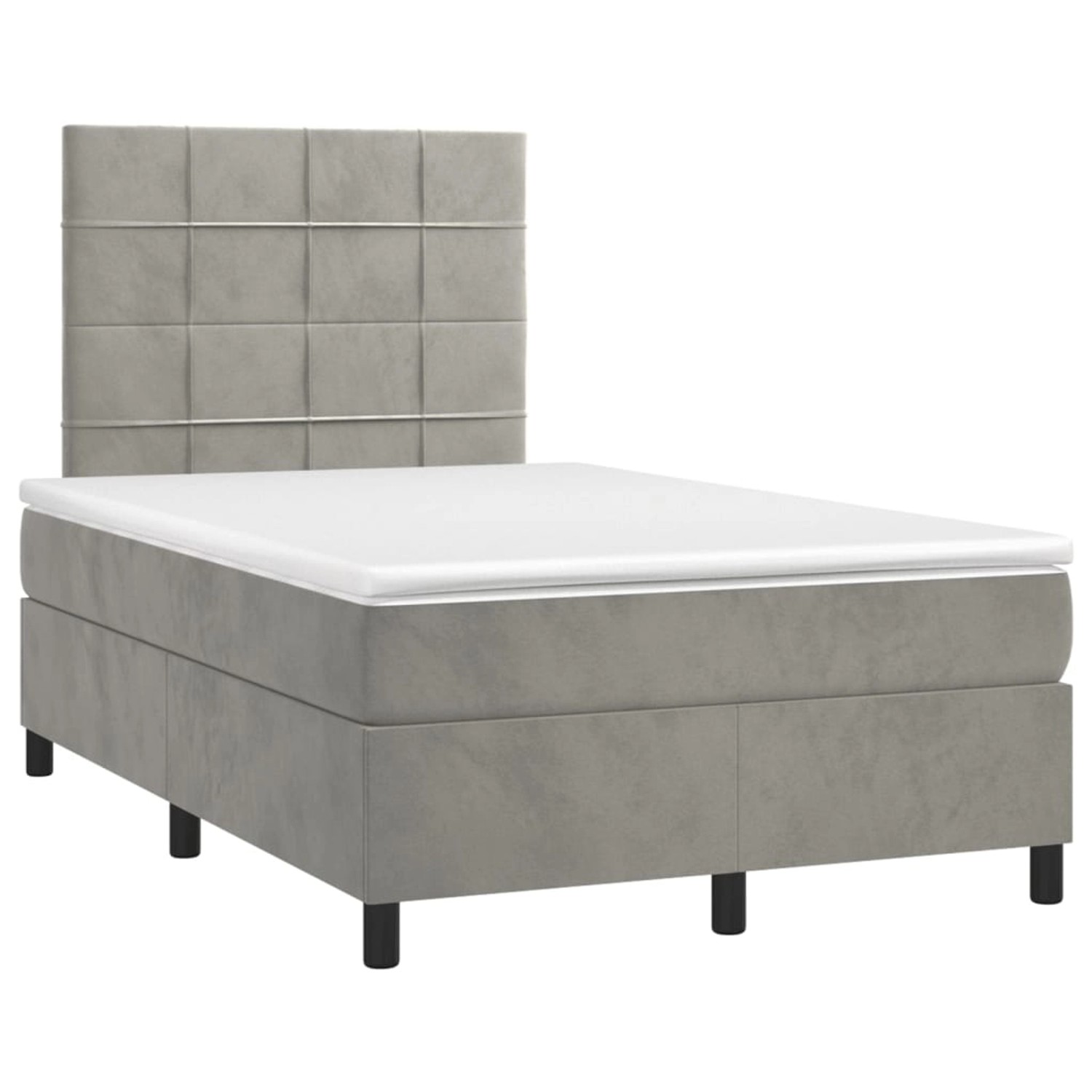 vidaXL Boxspringbett mit Matratze & LED Hellgrau 120x200 cm Samt 3136113 günstig online kaufen