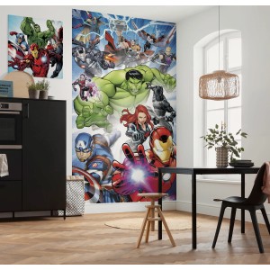 Bunte Marvel Avengers Vlies Fototapete von Komar im Kinderzimmer.