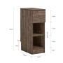 SoBuy schmaler Nachttisch in dunkler Holzoptik mit Schublade und zwei offenen Ablagen. Ideal für Schlafzimmer.