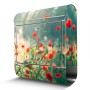 Banjado Edelstahl Briefkasten mit Waldmohn Motiv und Zeitungsfach.