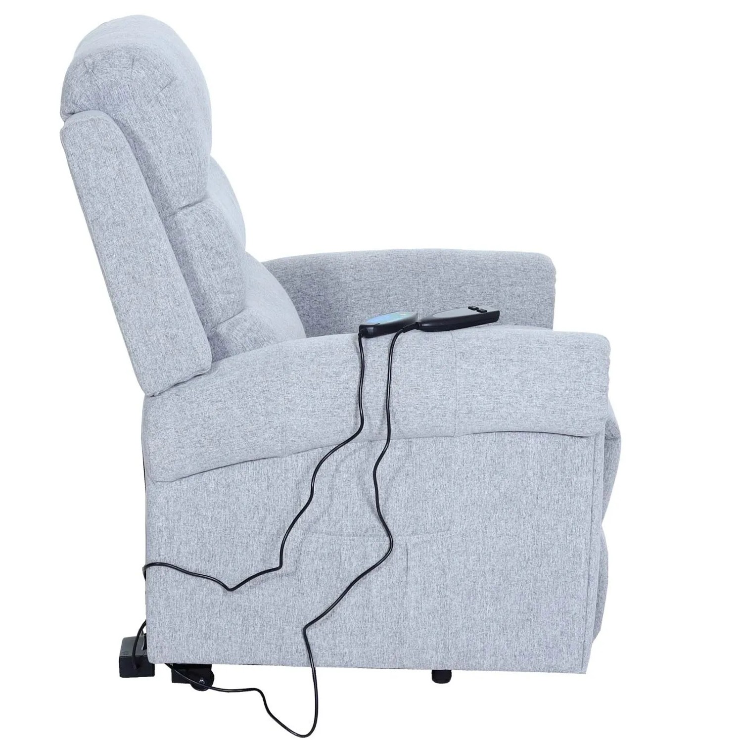 Berlinlodge Massage-Fernsehsessel HxBxT 144x83x83 cm Sitzhöhe 50 cm Liegefunktion Aufstehhilfe Heizfunktion Stoff/Textil Hellgrau Massagesessel Sessel_5