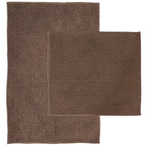 NYVI Badematten Set Chenille, 2-teilig, taupe. Badteppich und WC-Vorleger aus Mikrofaser.