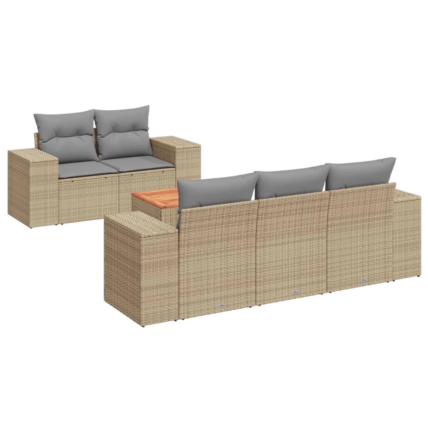 vidaXL 6-Tlg Garten-Sofagarnitur mit Kissen Beige Poly Rattan 3257662 günstig online kaufen