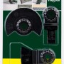 Bosch Fliesen-Set Promoline, 3-teilig für Multifunktionswerkzeug, bestehend aus Tauchsägeblatt, Segmentsägeblatt und Schaber.