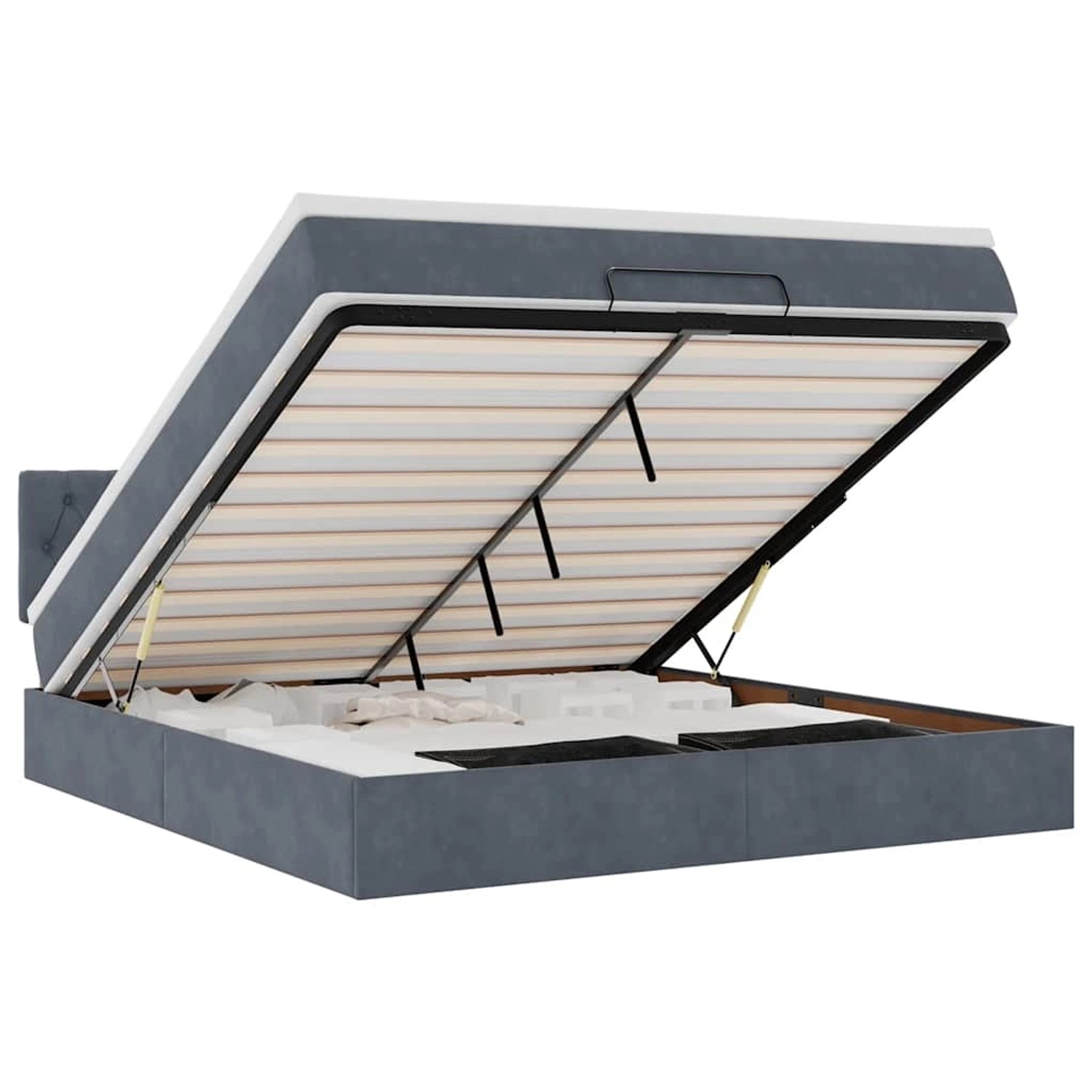 vidaXL Ottoman-Bett mit Matratze Dunkelgrau 180x200 cm Samt 3311862