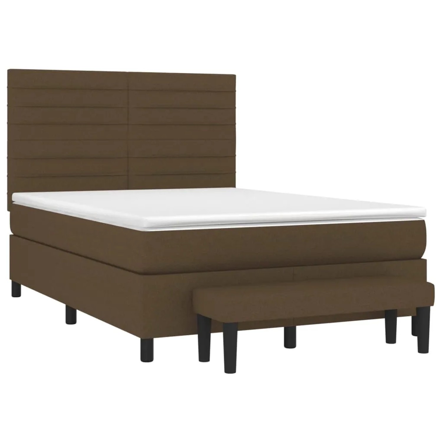 Dunkelbraunes vidaXL Boxspringbett 140x190 cm mit Matratze und Bank.