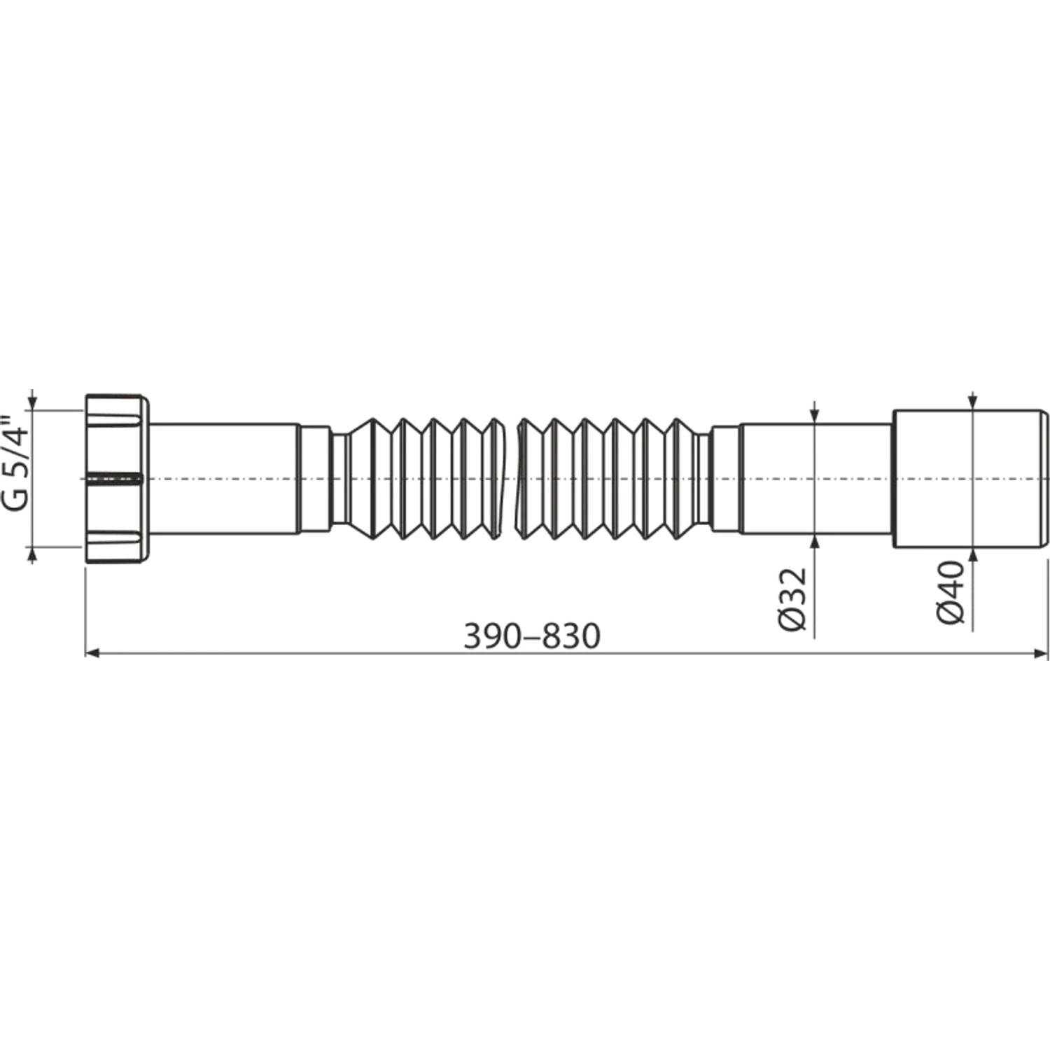 Alcadrain A750 Flexianschluss Kunststoffmutter 5/4" x 32/40 mm_2