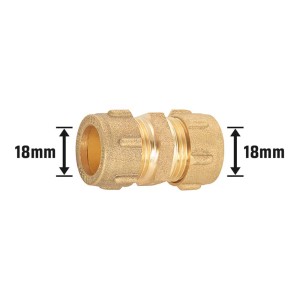 Messing Klemmring-Verschraubung 27 mm für Heizung und Sanitär, 18 mm Durchmesser.