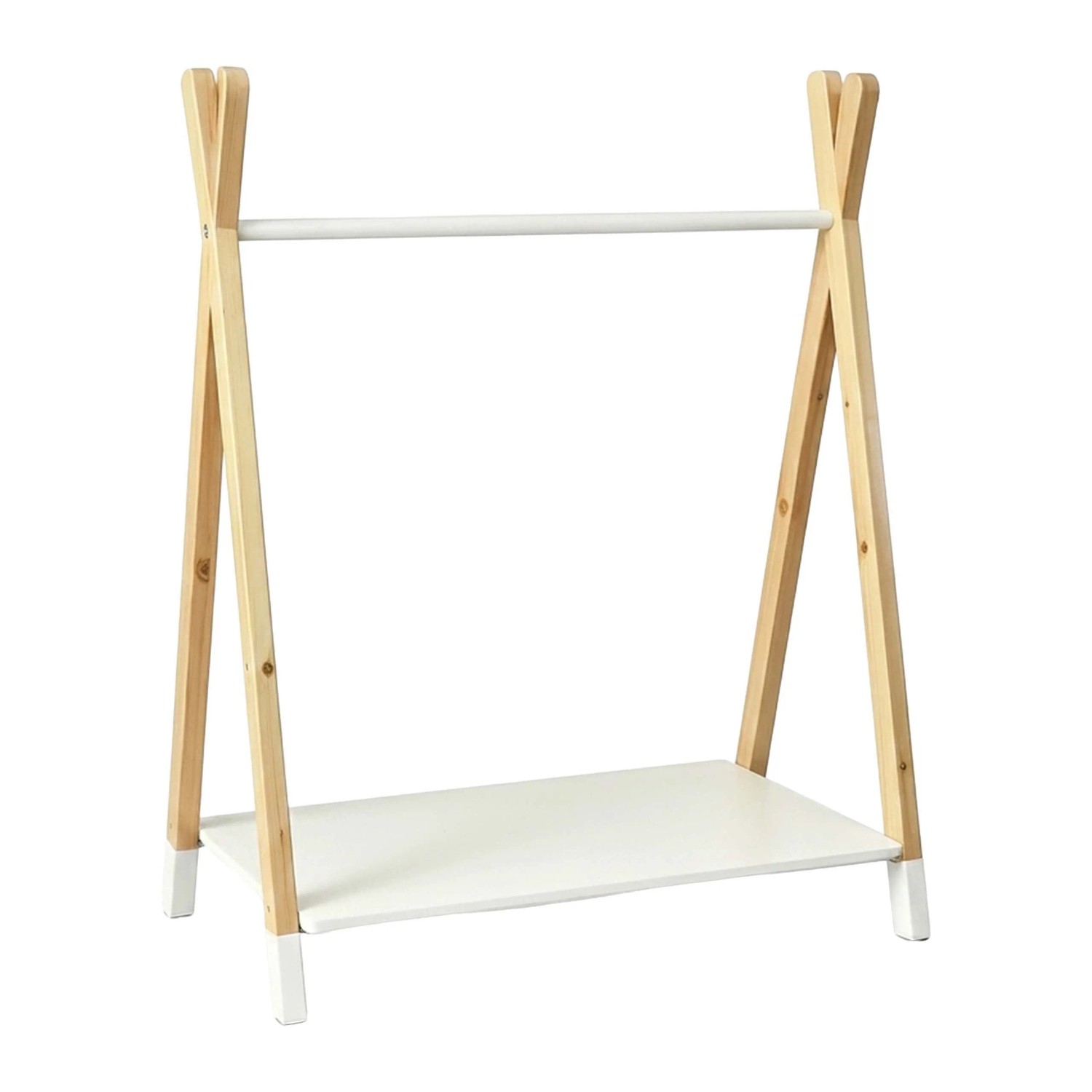 Relaxdays Kleiderständer Kiefernholz MDF Naturholzfarben Weiß Freistehend 80 cm x 40 cm x 100 cm 3 kg