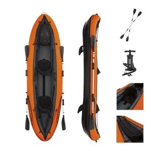 Hydro-Force Ventura Kajak-Set für 2 Personen, orange/grau, mit Paddeln und Luftpumpe.