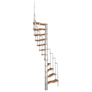Minka Spindeltreppe Suono, 120x68 cm, Buche-Weiß, platzsparende Innentreppe.