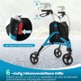 Costway Rollator Schmal Faltbar Gehhilfe 6-Fach Höhenverstellbar Blau_2