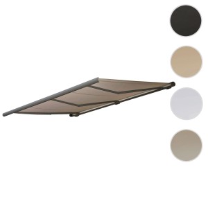 Elektrische Kassettenmarkise, 6x3m, sandfarbenes Polyestertuch, grauer Rahmen. Verschiedene Farben verfügbar.