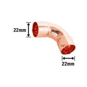 Kupfer Löt-Bogen, 22 mm Durchmesser, zur dauerhaften Verbindung von Kupferrohren.