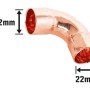 Kupfer Löt-Bogen, 22 mm Durchmesser, zur dauerhaften Verbindung von Kupferrohren.