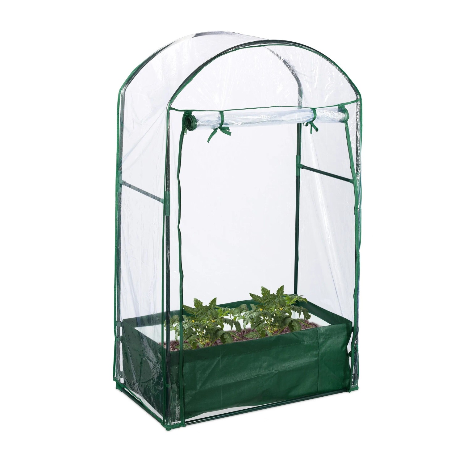 Relaxdays Balkongewächshaus Kunststoff Stahl Transparent Mit Pflanzsack 153 cm x 89 cm x 49 cm 2,2 kg