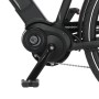 Detailaufnahme: Schwarzes Fischer E-Bike Damen Viator 4.0i mit Mittelmotor und Pedal.