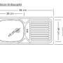 Maßskizze Einbauspüle für Held Möbel Küchenzeile Turin, Abmessungen und Details.