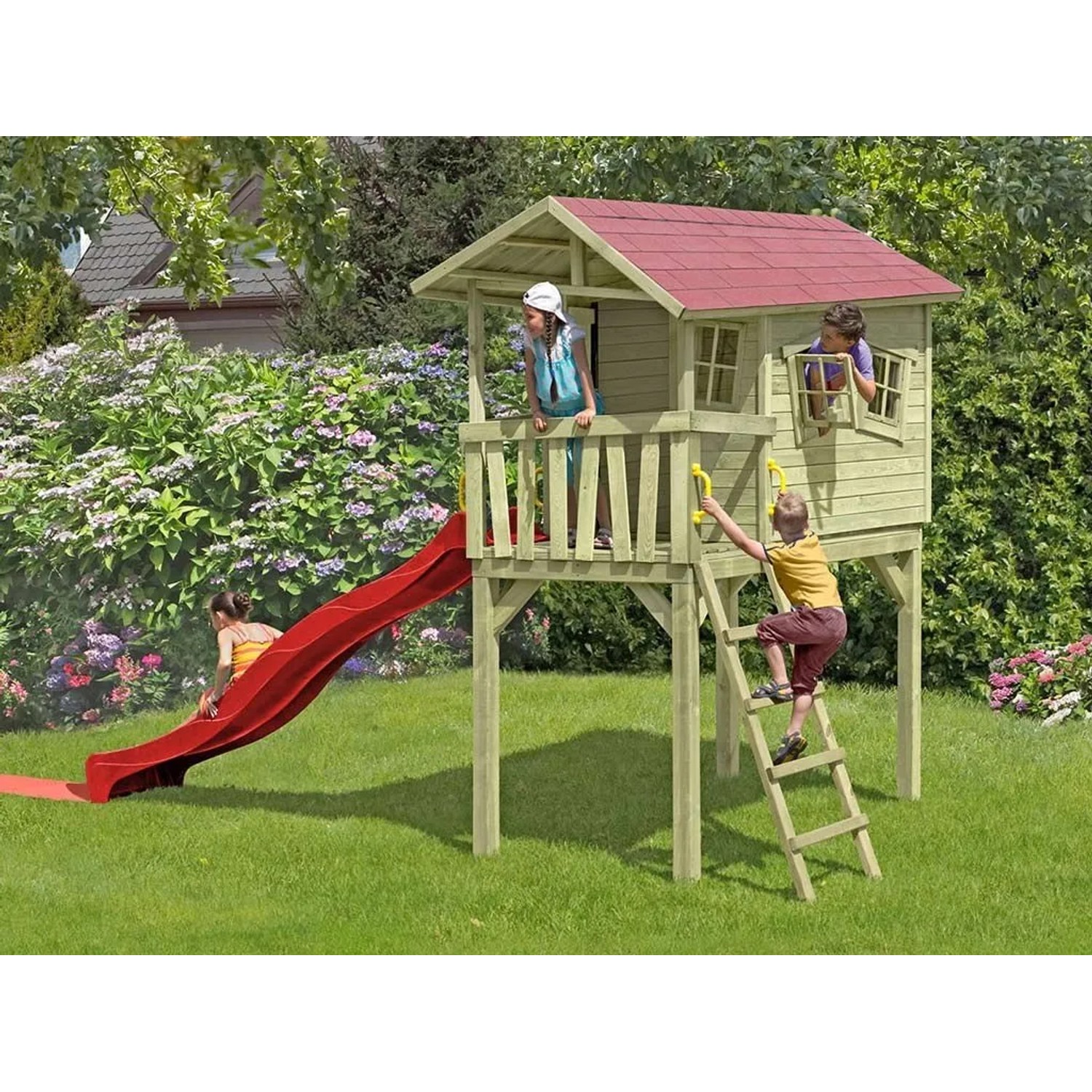 Belladoor Stelzenhaus Crazy Benny Inklusive Rutsche Rot