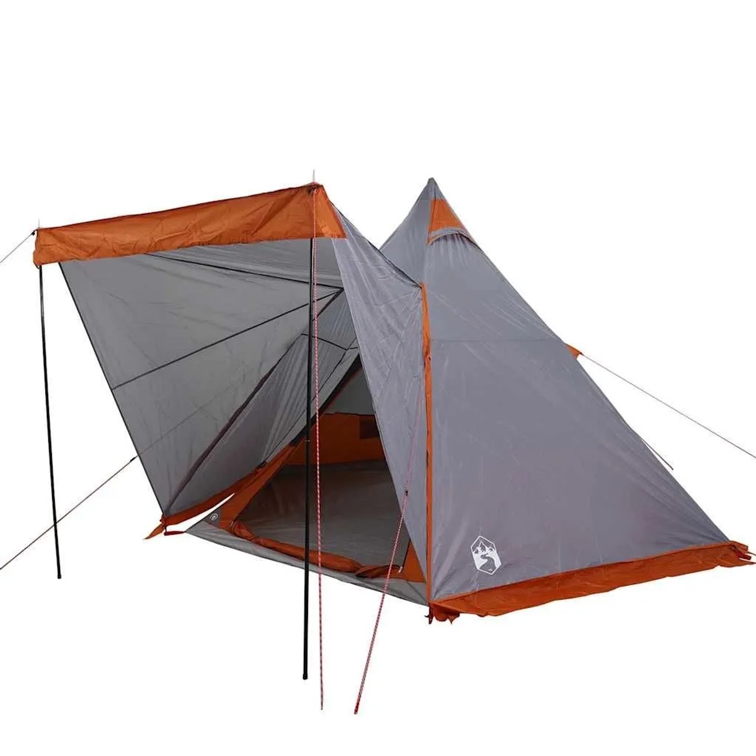 vidaXL Tipi-Familienzelt 6 Personen Grau und Orange Wasserdicht 4009440