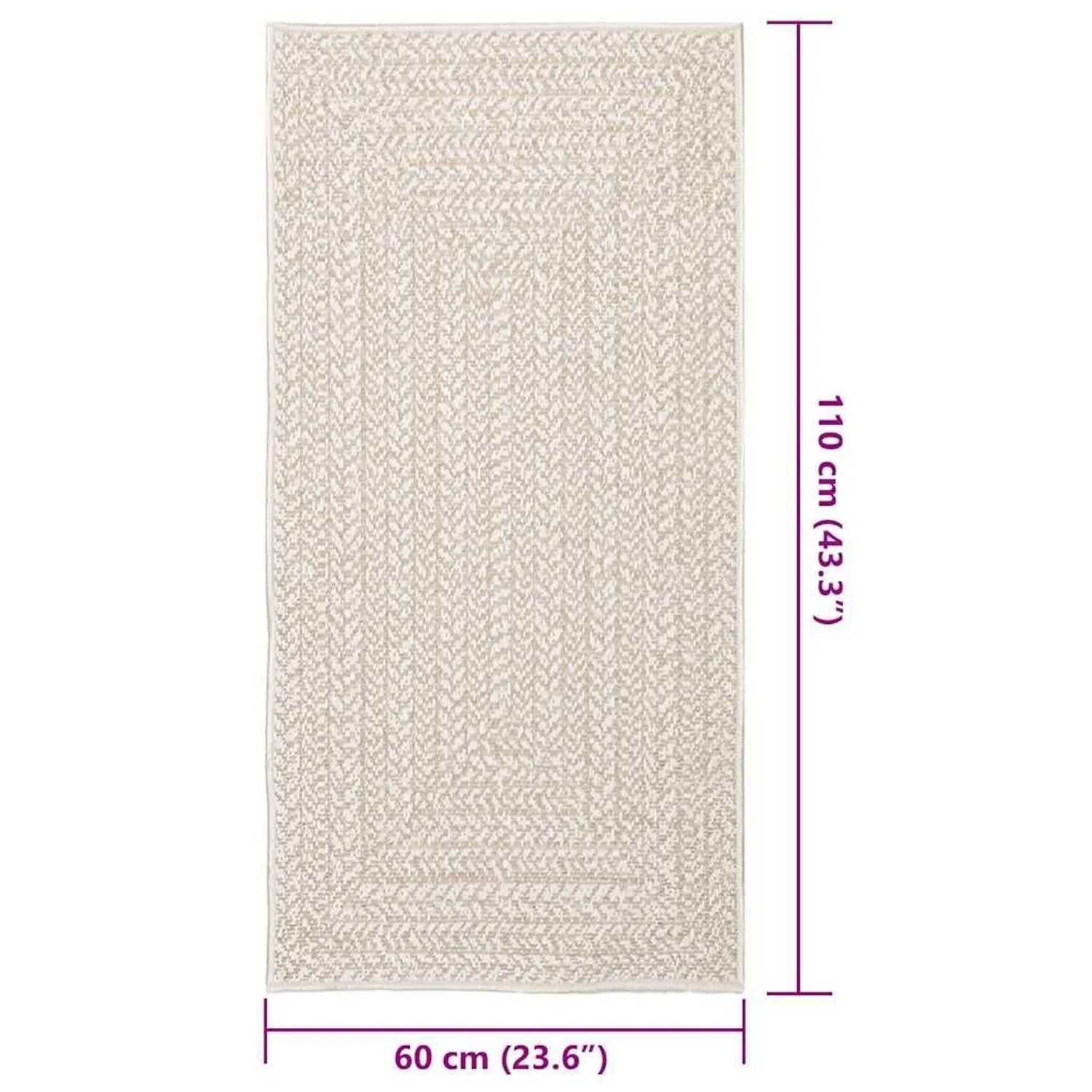 vidaXL Teppich ZIZUR Creme 60x110 cm Jute-Optik Indoor und Outdoor 4010358_9