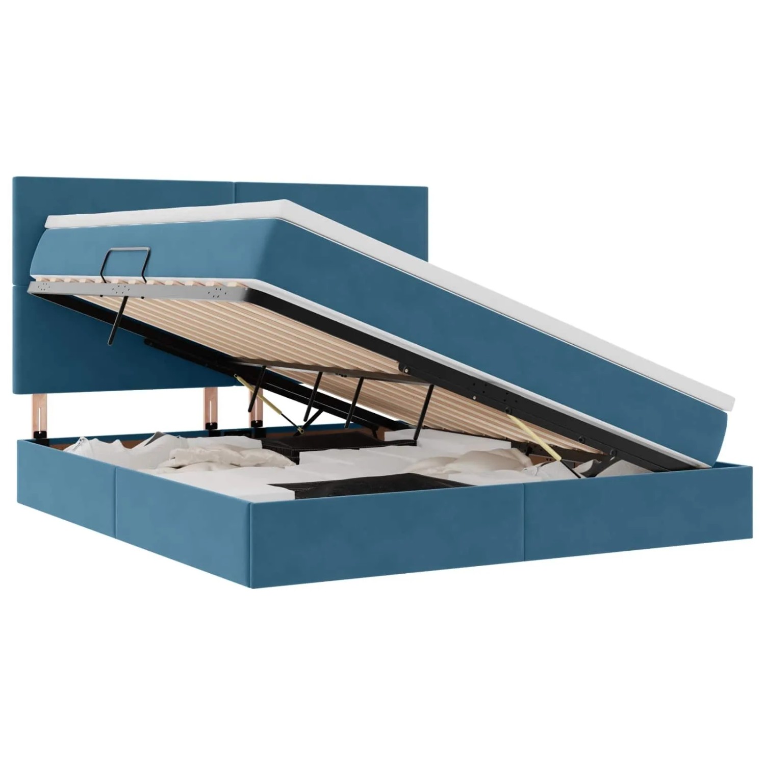 vidaXL Bett mit Stauraum und LED Dunkelblau 160 x 200 cm Samt 3372619 günstig online kaufen