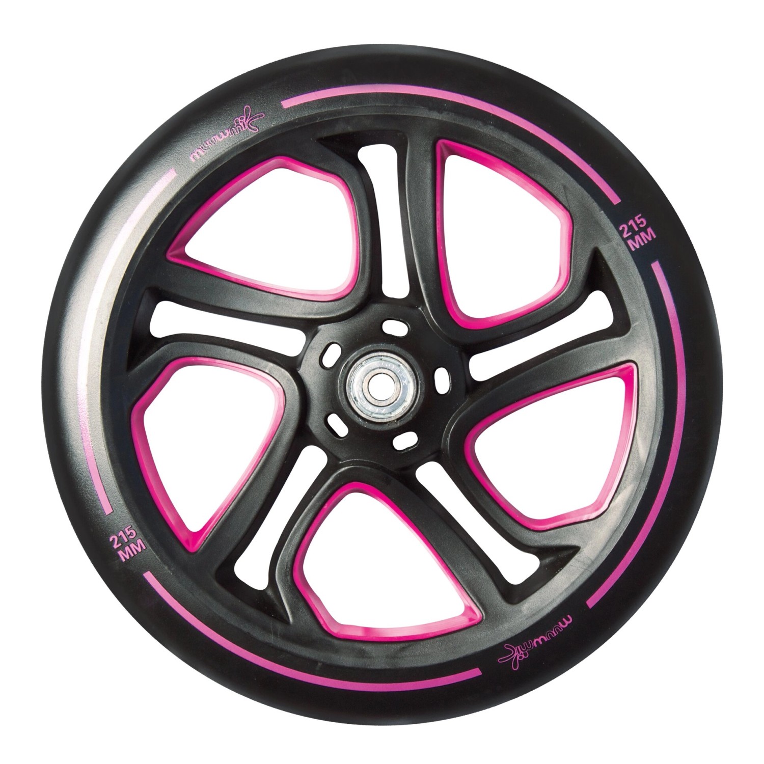 Rolle (215 mm) für Muuwmi Scooter Pro Tretroller, schwarz/pink.