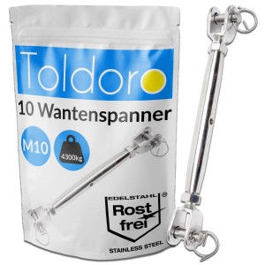 Toldoro 10er Set M10 Wantenspanner aus Edelstahl V4A für Sonnensegel, Seile & Drahtseile.