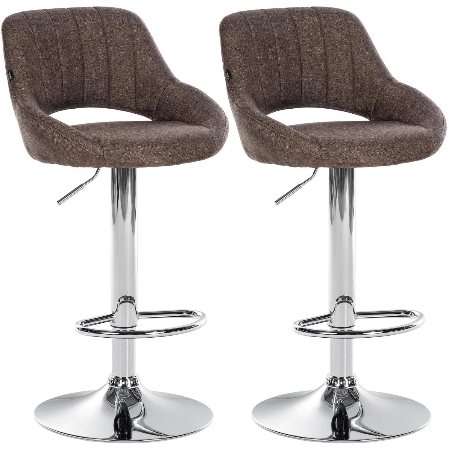 DELUKE 2er Set Barhocker SEGAD Stoff Braun 47x48x85cm Silber Barstuhl Mit Lehne Tresenhocker Tresenstuhl