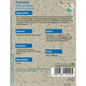 Saatgutpackung Winterpostelein: Grüne Fee Portulak Samen für ca. 250 Pflanzen.