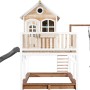 Axi Liam Spielhaus mit Nestschaukel und Rutsche, braun-weiß, für Kinder zum Klettern, Schaukeln und Rutschen.