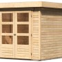 Karibu Holz-Gartenhaus Raala mit Pultdach, unbehandelt, 209x213 cm. Naturholz mit Doppeltür.