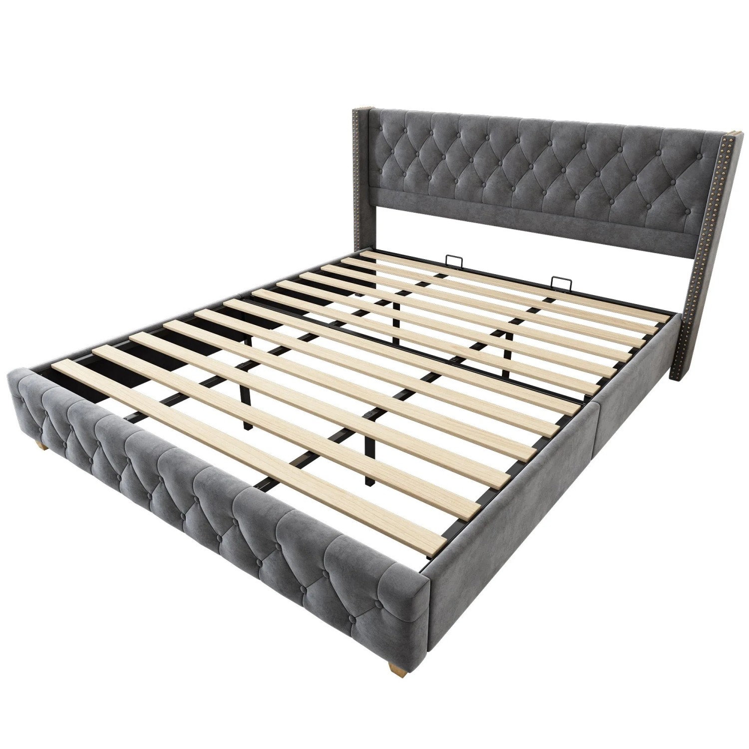 okwish Polsterbett 180×200 Doppelbett Knopfpolsterung ohne Matratze