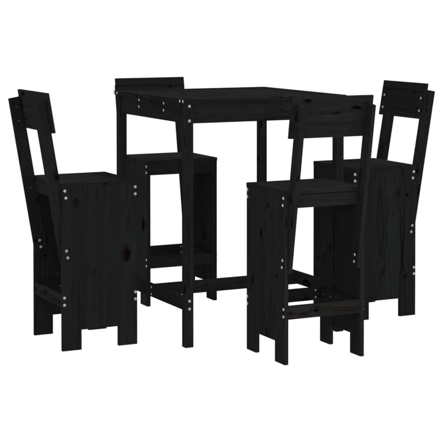vidaXL 5-tlg Gartenbar-Set Schwarz Massivholz Kiefer Modell 5