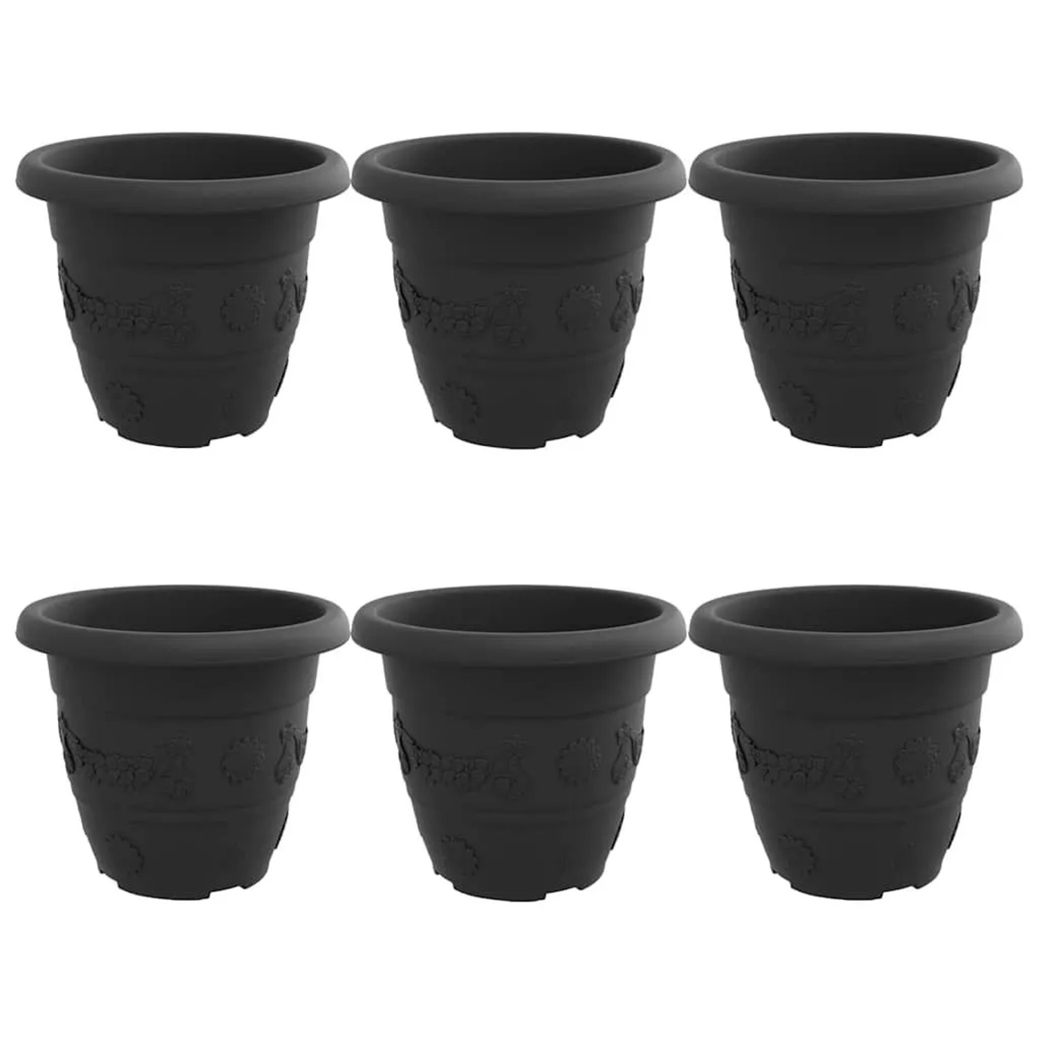 vidaXL Runder Blumentopf 6 Stk Schwarz Ø 26 x 21,5 cm Kunststoff 42020285